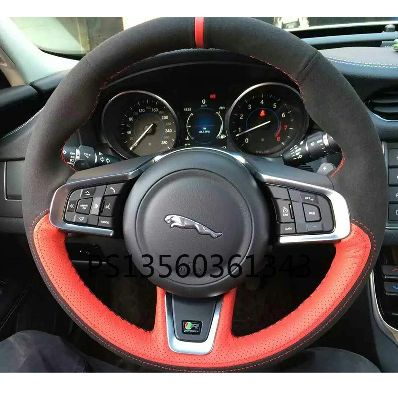 

DIY hand-stitched steering wheel cover fit for Jaguar F-PACE XFL XF XE XJL leather grip cover