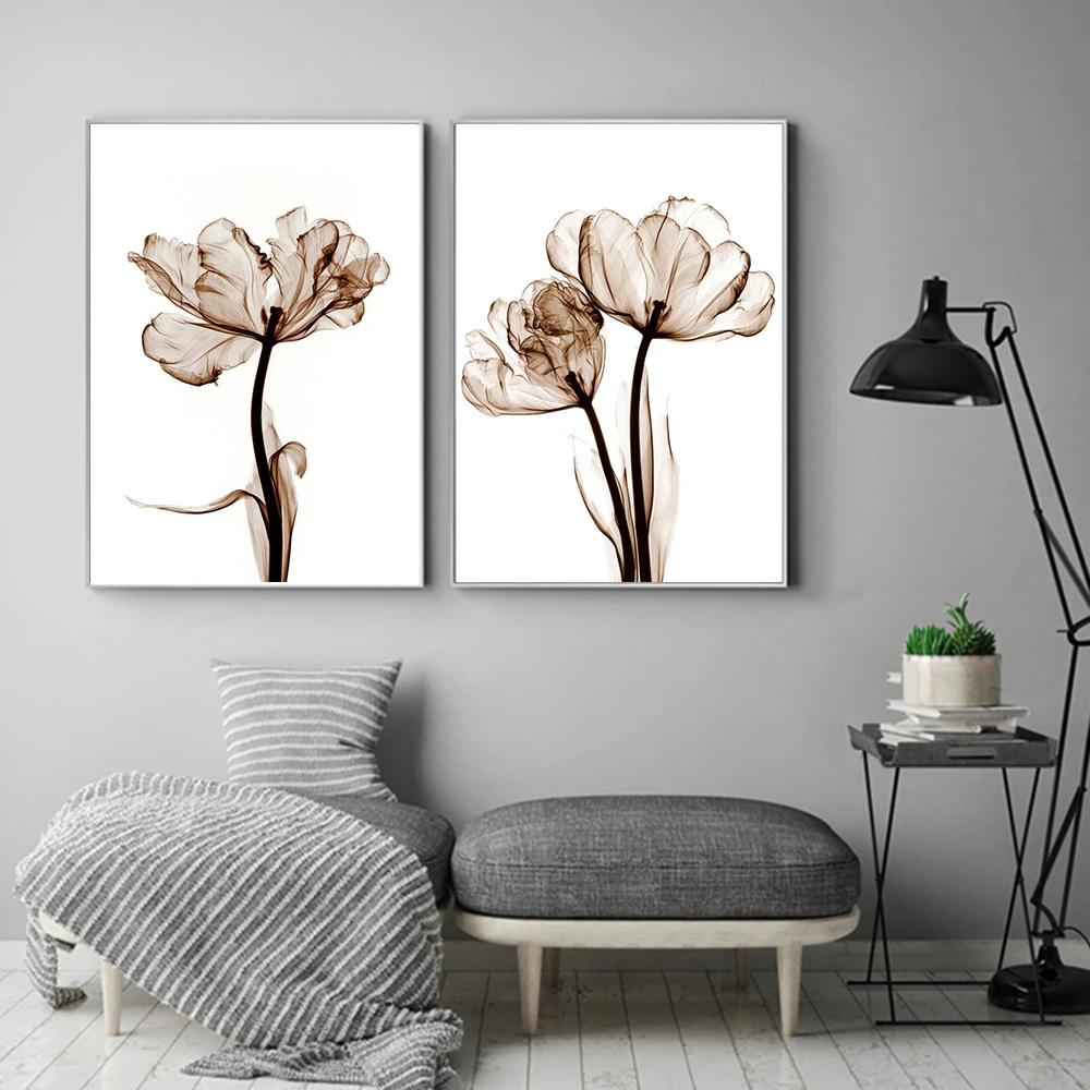 

Modern Transparent Flower A4 Canvas Painting Art Print Elegant Poetry Poster Picture Home Wall Decoration Simple Wall Decor