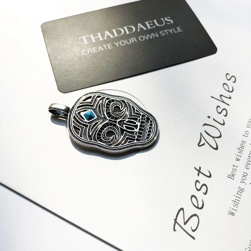 Кулон в виде черепа с синей ПАВЕ ювелирные изделия из серебра 2018 пробы