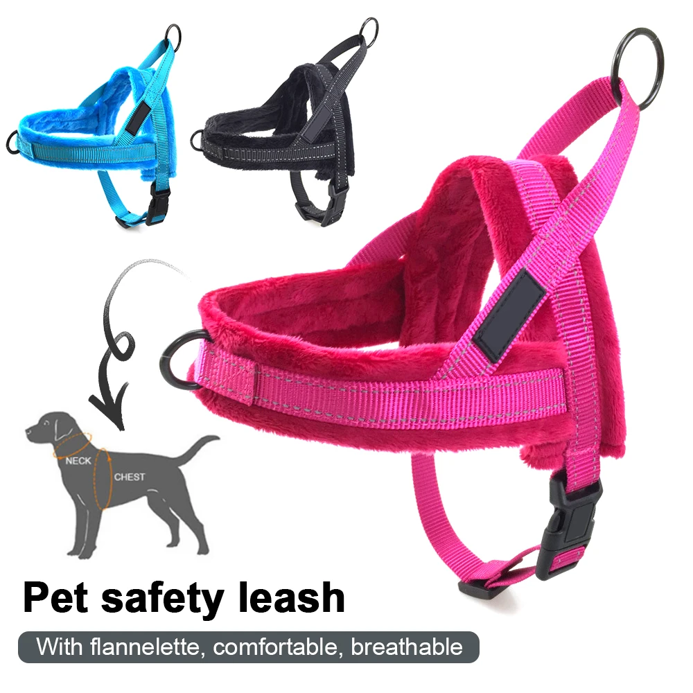 

1pc Padded Dog Harness Soft Flannel No Pull Vest Reflective Strap for Small Medium Large Dogs Outdoor Training Walking