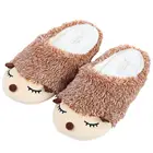 Милые коричневые домашние тапочки Millffy с рисунком ежика; Теплые домашние тапочки; Плюшевые тапочки с рисунком; Женские тапочки с животными