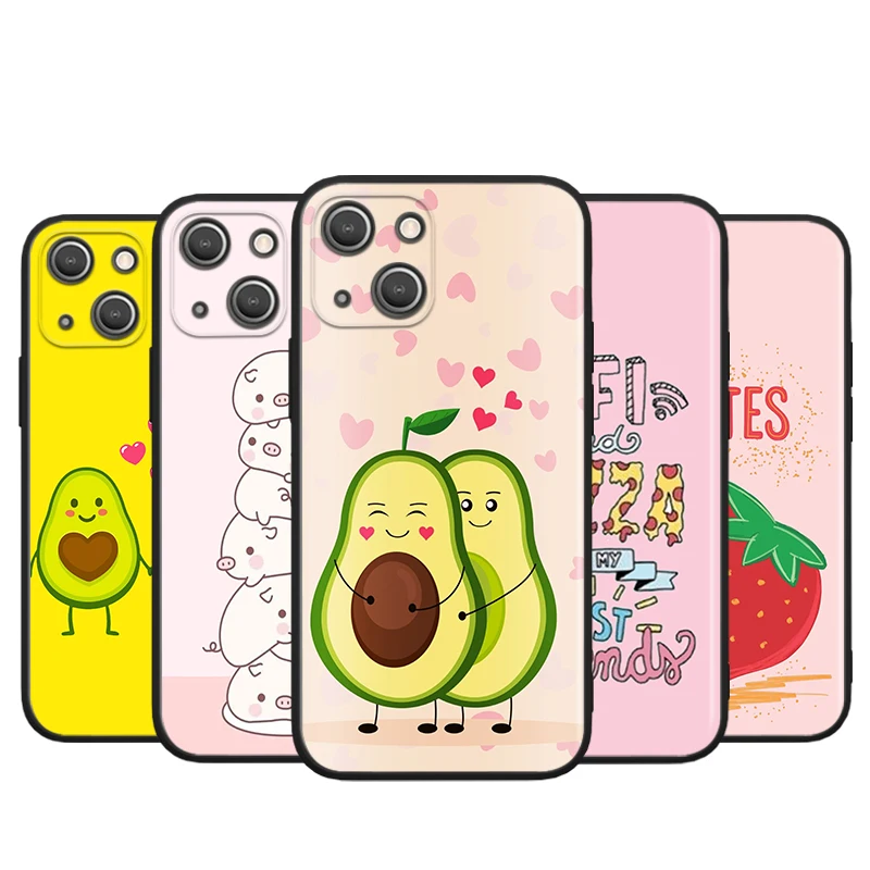 

Animal Avocado Deer For Apple iPhone 13 12 11 Pro Max Mini XS Max X XR 6 7 8 Plus 5S SE2020 Soft Black Phone Case