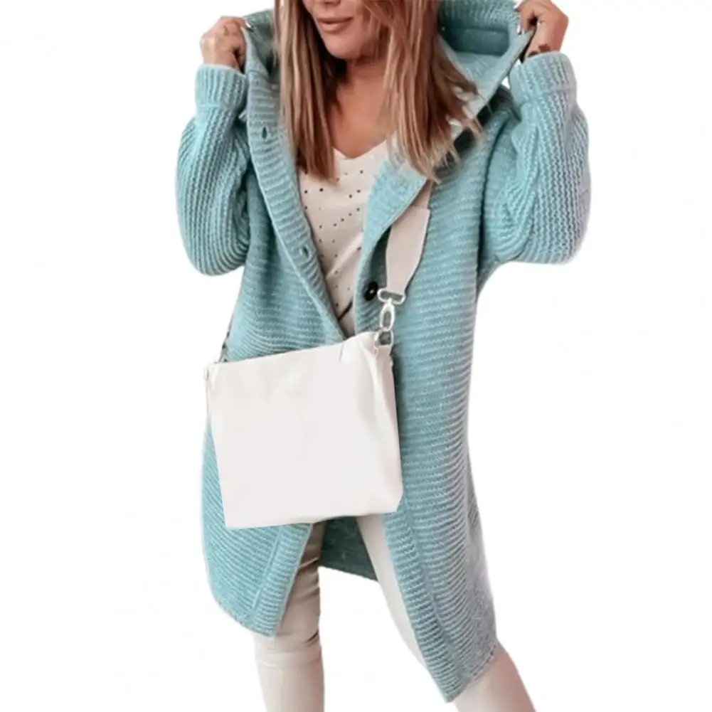 Зимний женский вязаный кардианский свитер толстовки Женские однотонные