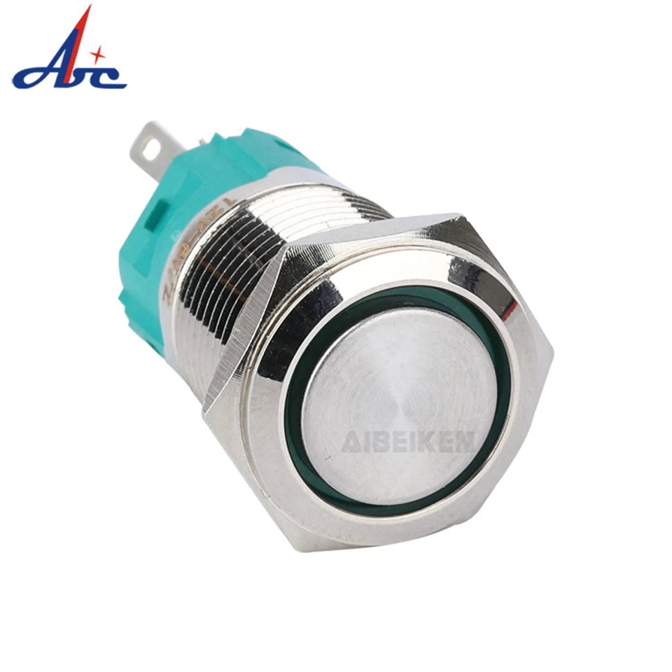 16 мм 12 В кнопочный переключатель синее кольцо светодиодная подсветка мгновенная