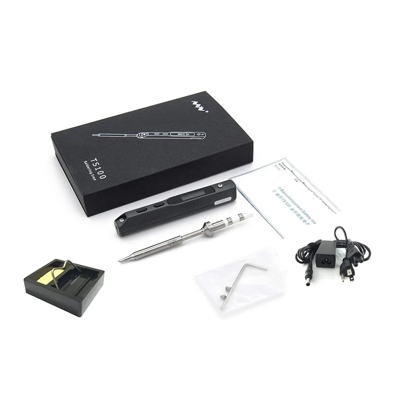 

Mini TS100 Digital OLED Programmable Smart Mini Outdoor Portable Soldering Iron Station Kit Embedded Interface DC5525 US Plug