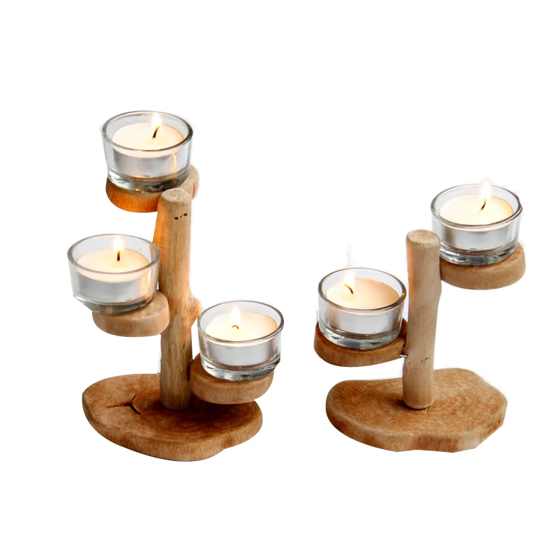 Деревянный подсвечник многостеклянный Подсвечник подставка для украшения дома