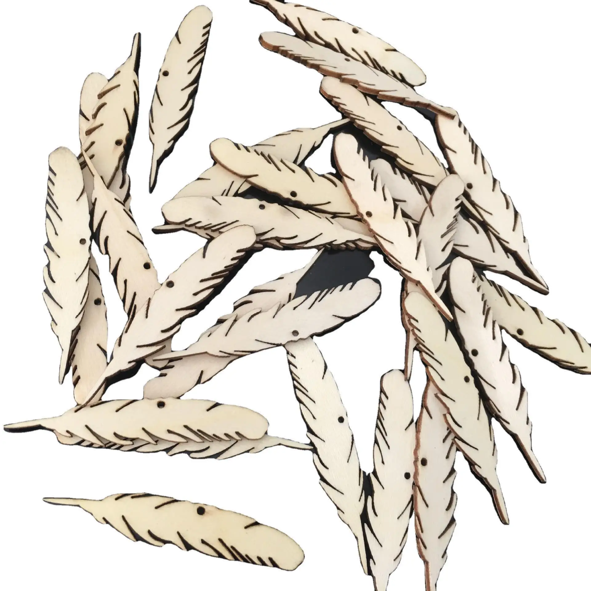

25PCS Wooden Feather Crafts Blanks Wood Slices DIY Wooden Hanging Gift Tags for Wall Wedding Party Room Decoration Accessories