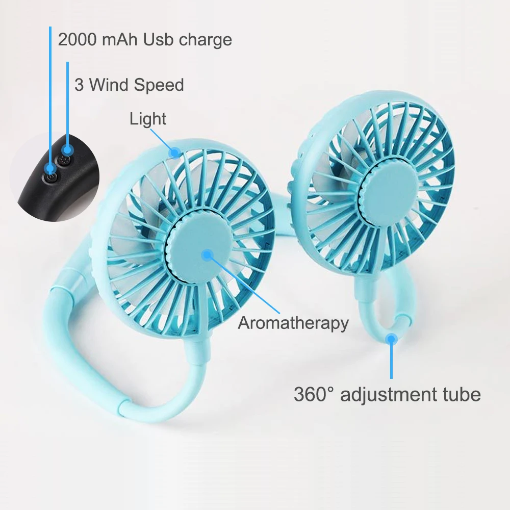 Перезаряжаемый вентилятор с мини USB портативный шейный спортивный настольный