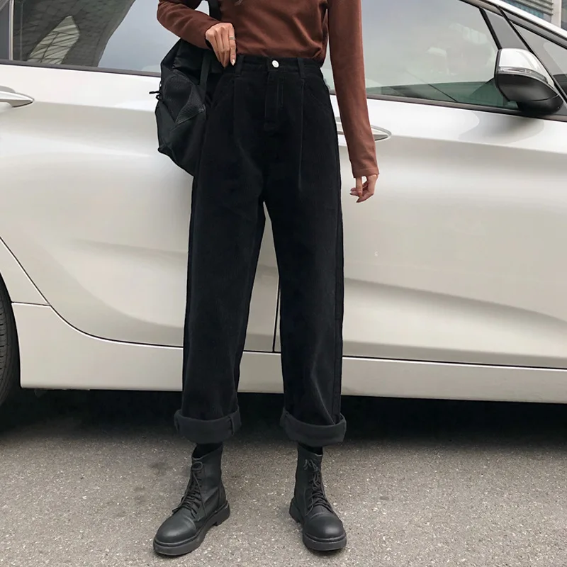 

Autumn Vintage Loose Corduroy Pants Women High Waist Wide Leg Pants Harajuku Streetwear Trousers Female Korean Casual Long Pants