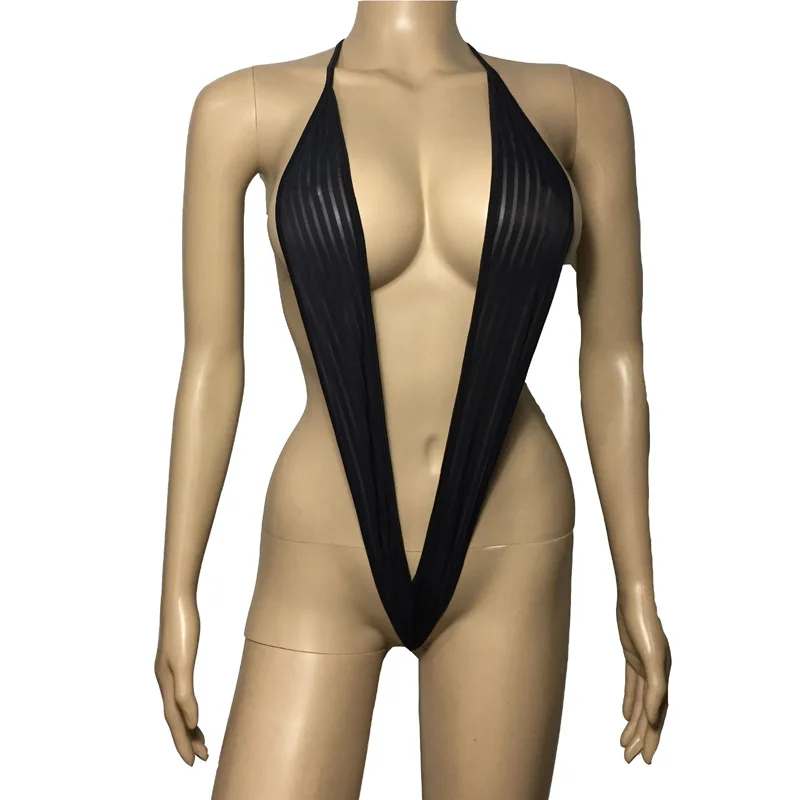 Сексуальное эротическое нижнее белье в Вертикальную Полоску с глубоким