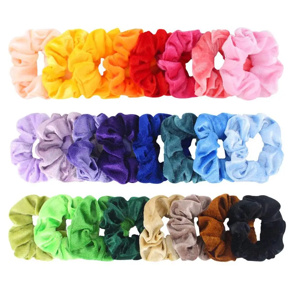 24PCS 50 шт./компл., винтажные резинки для волос, бархатные резинки, женские эластичные ободки для девочек, головной убор, твердые резиновые галстуки для волос#1 - Color: 24PCS