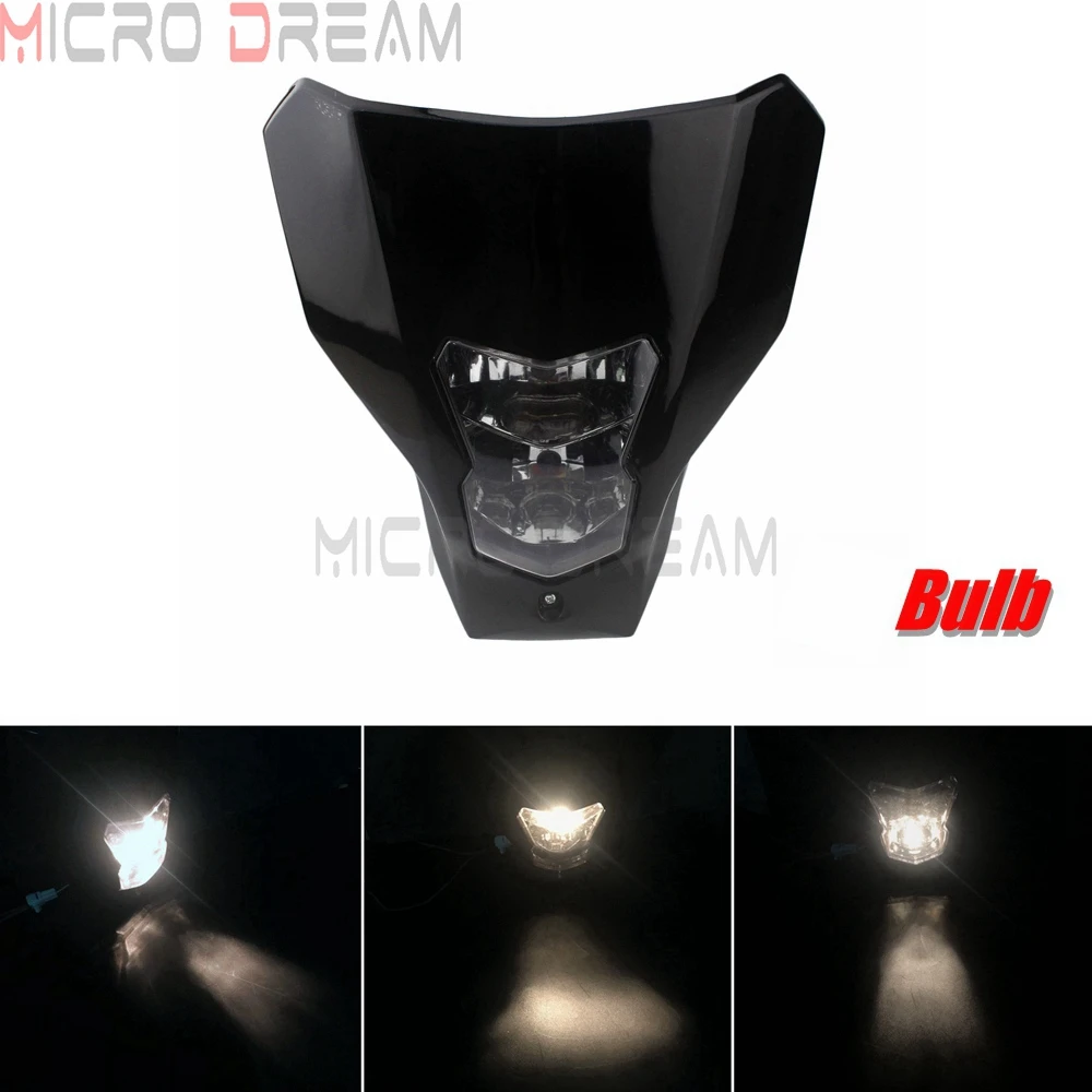 Bulb Black Универсальный 12 В светодиодный мотоциклетный головной светильник для грязного велосипеда Кроссовый двойной спортивный головной светильник для Honda CRF450L CRF450XR Enduro Supermoto - Цвет: Bulb Black