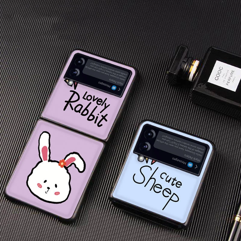 

Флип-чехол Z 3 для Samsung Galaxy Z, флип 3 Z, флип-чехол из искусственной кожи с рисунком медведя, кролика, маргаритки, чехол для телефона Flip3