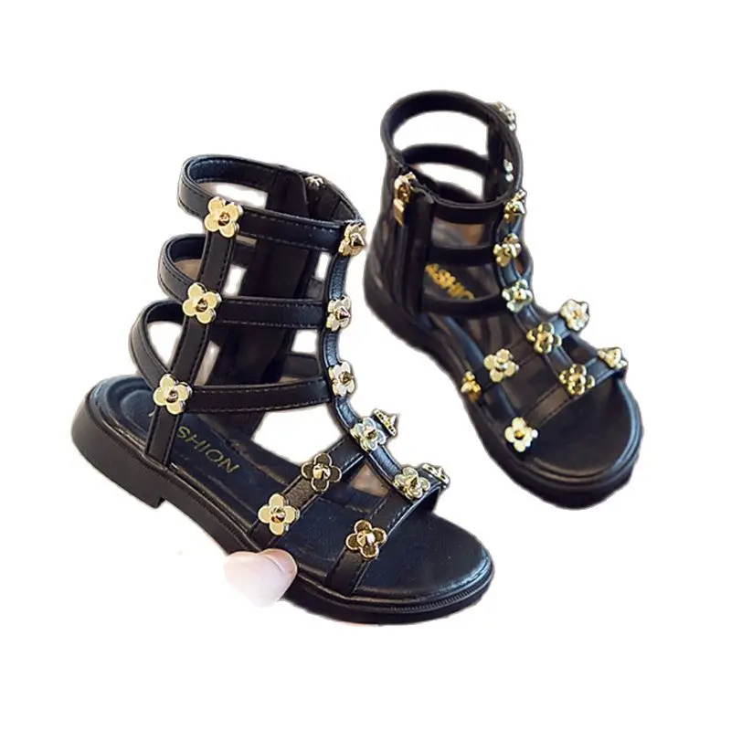 

Girls Guide shoes 2021 New Summer Girls Soft Bottom Shoes Kids Fashion Girls Children Roman Princess Shoes Girls Rivet Sandal