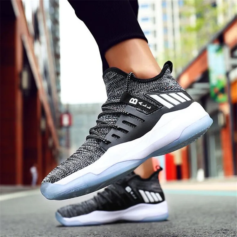 

New Arrival Authentic Men's Breathable Basketball Shoes Basket Sport Outdoor Sneakers Men Flying Woven Mesh basketball Shoes Men