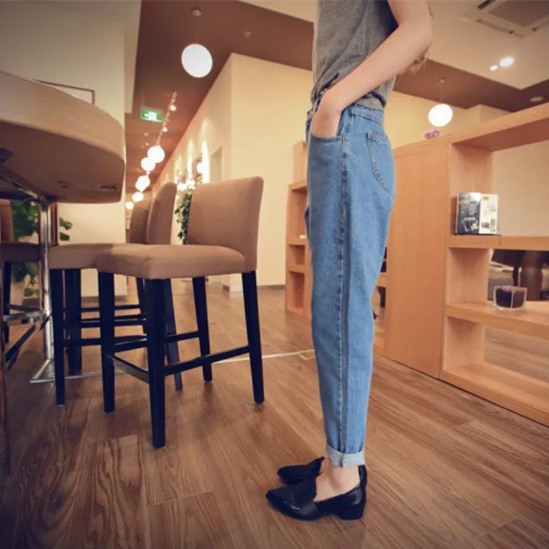 

Jeans Women All-match Solid High-quality Pockets Button Trendy 2019 New Students Womens Ladies Lovely Elegant Simple Daily Loose