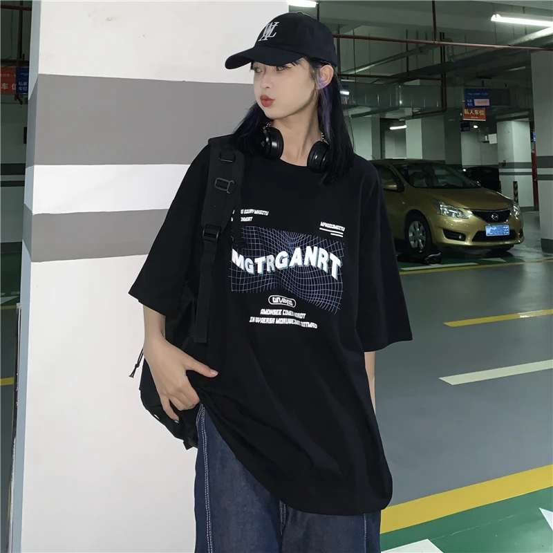 Футболка в стиле Харадзюку для мужчин и женщин свободная футболка с коротким