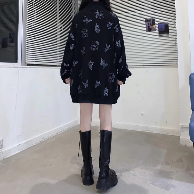 Женский свитшот с длинным рукавом принтом бабочки | Женская одежда