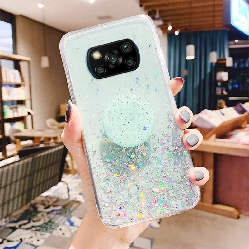 Silicon Phone Case For Xiaomi Poco X3 Pro Cases Glitter Cover Poco M4 Pro X3 GT NFC M3 F3 Redmi Note 11 Po 10 9 8 9s 10s Fundas