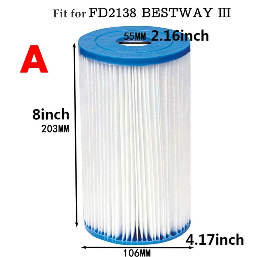 4 размера оборудование для бассейна фильтрующие насосы типа C картриджи BESTWAY I II III