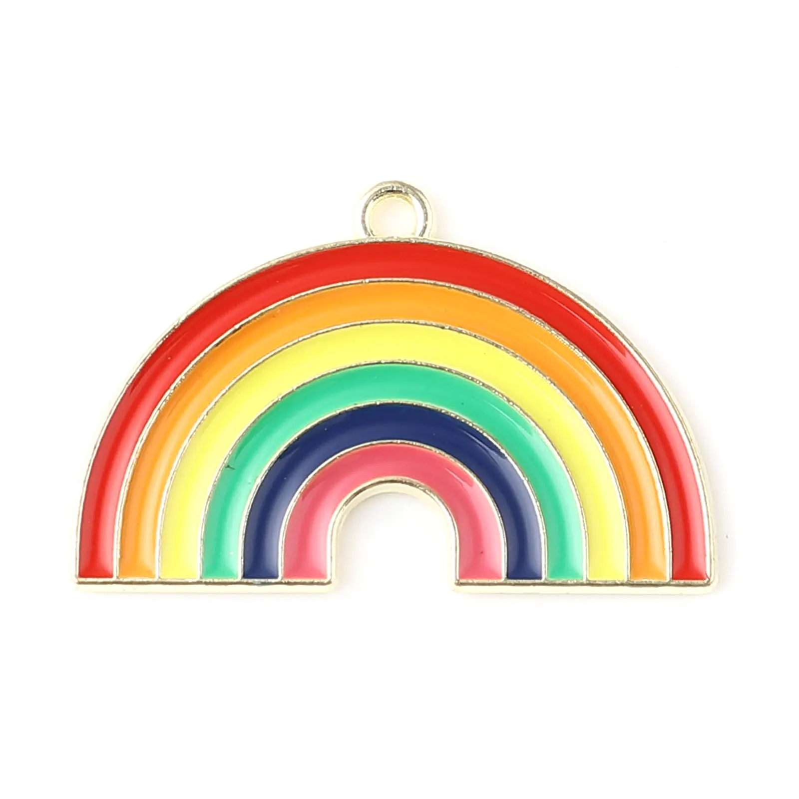 

Doreen Box Weather Collection Pendants Rainbow Gold Color Charms Multicolor Enamel DIY Making Necklace Jewelry 31mm x 20mm,10PCs