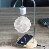 levitating moon magnetic levitation lamp led night lights for bedrooms decor with wireless charging base wood