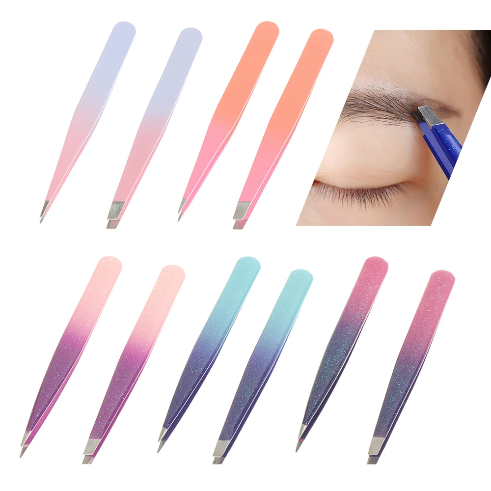 

Head Stainless Steel Hair Removal Beauty Making Eyebrow Tweezer Slant Tip Tweezers Brow Trimmer False Eyelash Clip
