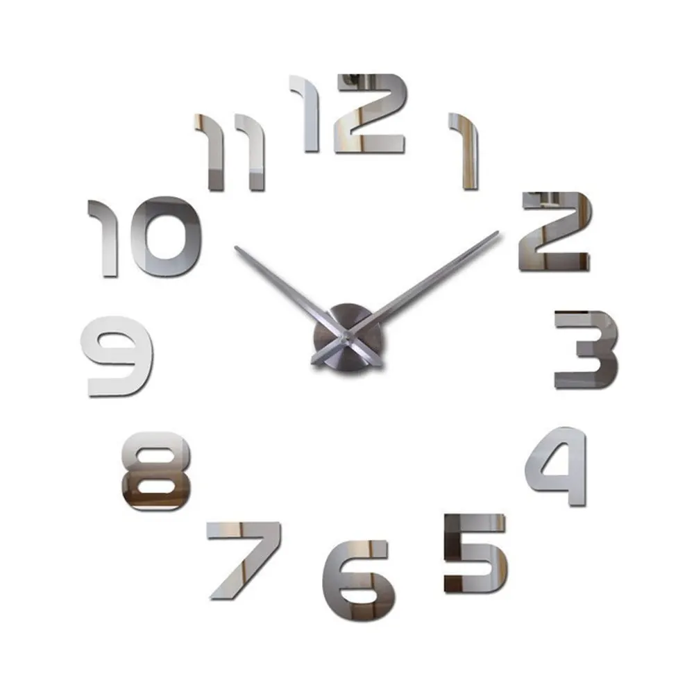 Зеркальные настенные часы квадратная Геометрия самоклеющийся домашний Декор