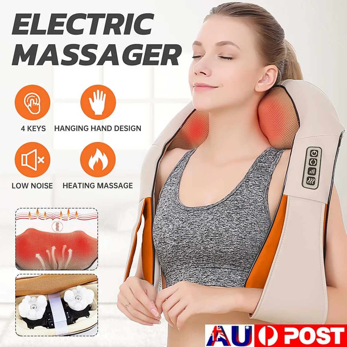 

110-220V U Shape Electrical Back Shoulder Body Neck Massager Infrared Heated Kneading Car/Home Massagerr Multifunctional Shawl