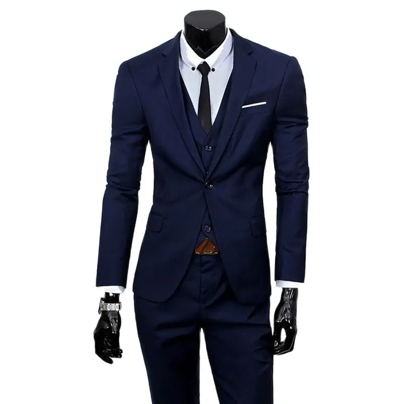 

My Loddy Men's Suits Male Wedding Party 3 Pieces Of Suits Slim Business Formal Blazer Dress Groom Set (Jacket+Pants+Vest)
