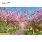 Laeacco весенние Живописные фоны для фотосъемки пейзаж цветущее дерево пастбище фоны для фотосъемки новорожденных портретный Фотофон