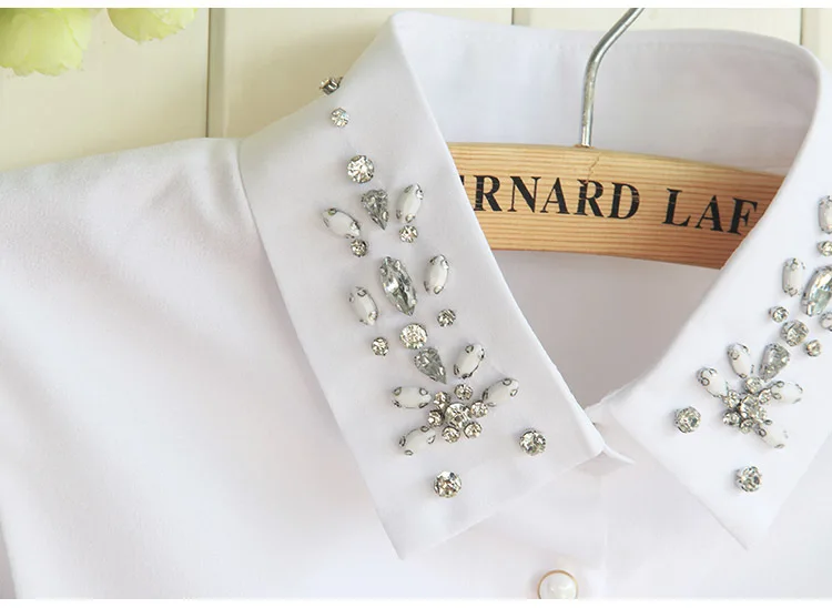 Linbaiway модная женская рубашка с фальшивым воротником бусины Съемная воротники