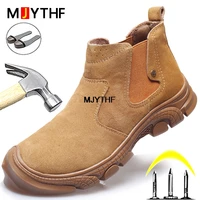 male cowhide leather indestructible shoes anti smash and anti puncture safety shoes men work sneakers anti scald welding shoes