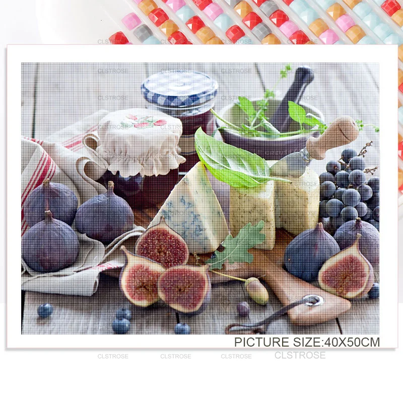 

Diy Acrylic Material Modern Style Diamond Painting Variety of Flowers with Fruit Pattern Square Round Diamond Home Painting