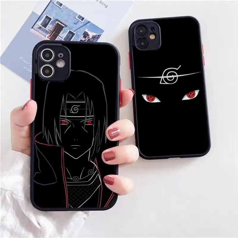 

Anime N-Naruto Akatsuki Kakashi Itachi Phone Case For iphone 13 12 11 xr xs x 7 8 pro max Light black Soft TPU Silicone Clear