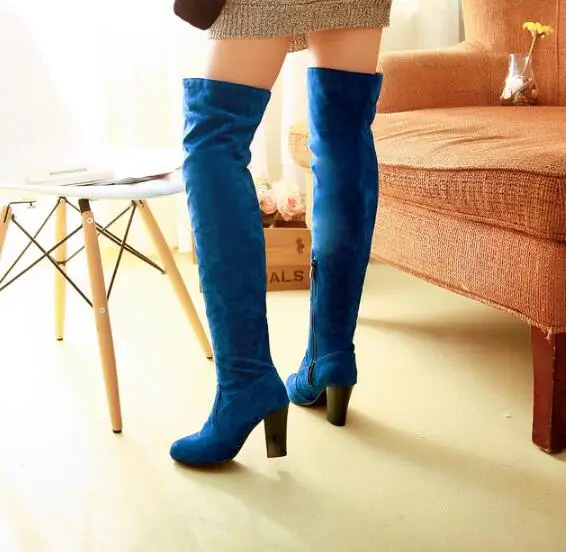 

Womens Round Toe Block Heel HighThigh Over The Knee High Knight Boots Winter L