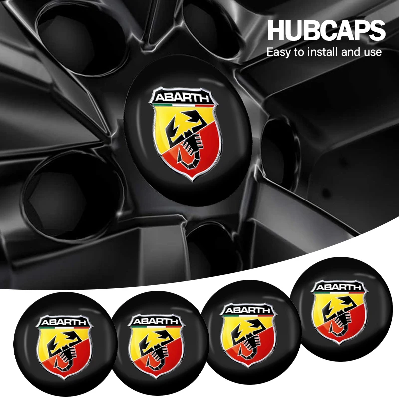 4pcs 56mm Car Wheel Center Hub Caps Stickers Car Styling for Abarth 124 500 Grande Punto Spider 500C 595C 695C Evo 595 685 Goods