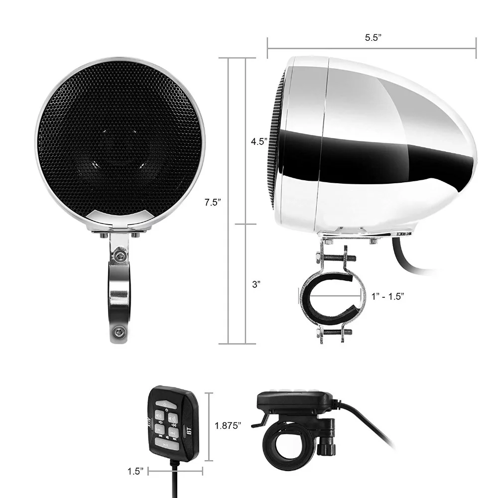 4 канальная Bluetooth Колонка Aileap SPK400Q для мотоцикла 5 дюйма 1200 Вт|Аудио мотоцикла| |
