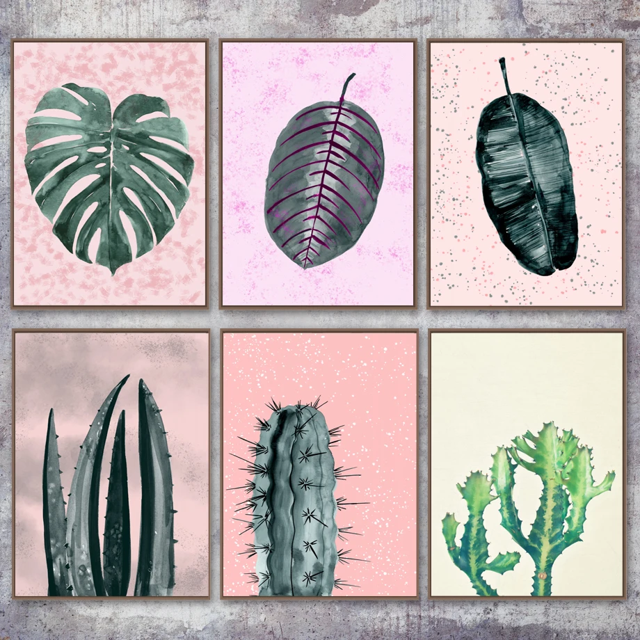 

Tropical Plants Wall Art Pictures Cactus Monstera Aloe Leaf Posters And Prints Nordic Canvas Painting For Living Room Nursery