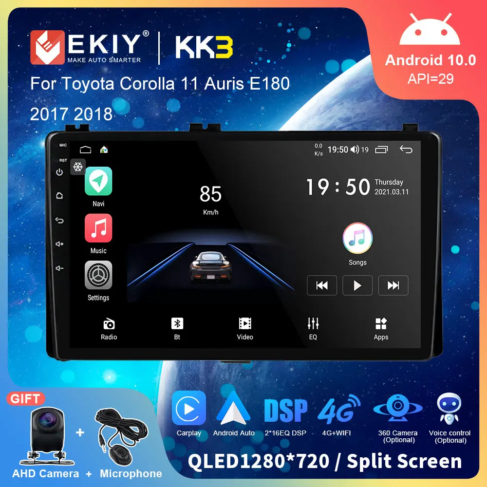 

EKIY автомобильный радиоприемник для Toyota Corolla 11 Auris E180 2017 2018 GPS Navi мультимедийный плеер Android стерео QLED IPS Carplay No 2din DVD