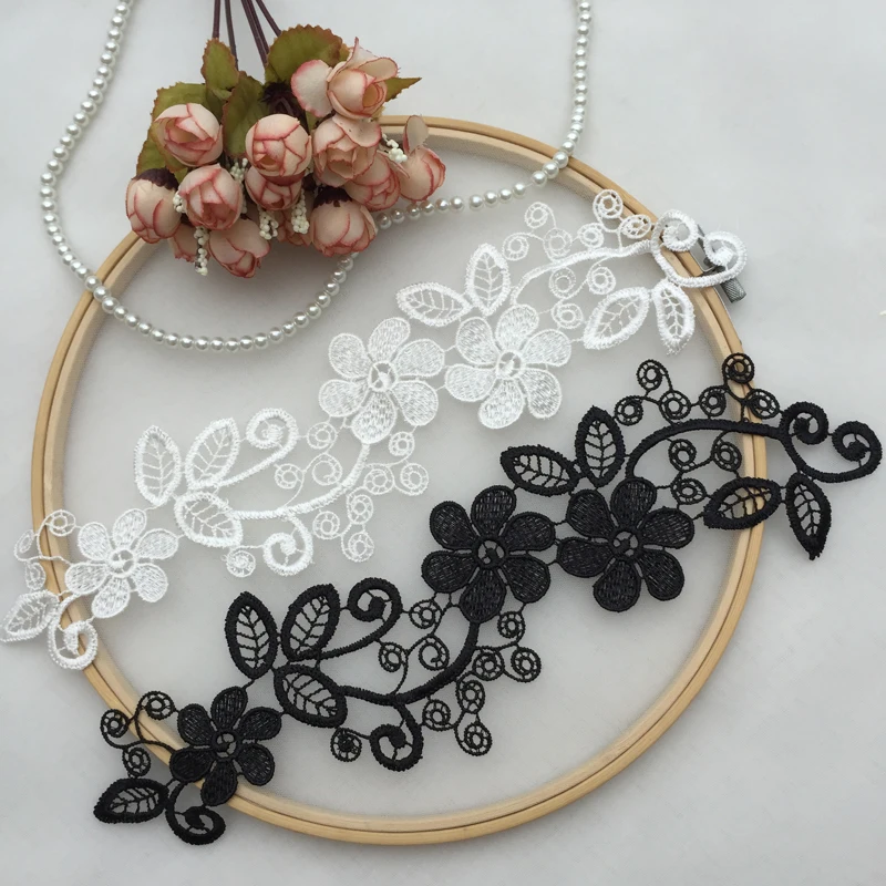 4Pcs/Set Vintage Black Flower Embroidery Lace Appliqued Fabric Jacquard Ribbon Sewing Trims Patch Scrapbooking | Дом и сад