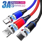 Магнитный кабель anmon Type-C, кабели Micro USB для Android, быстрое зарядное устройство для мобильных телефонов и планшетов, магнитный шнур, USB-кабели для зарядки и передачи данных