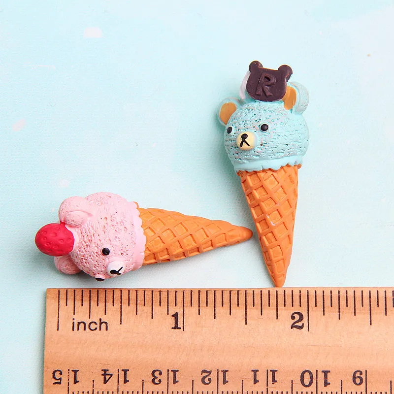 2pcs Kawaii Cute Resin 3D Bear Ice Cream For Crafts Making Scrapbooking DIY Jewelry Accessory Home Figurine Dollhouse Toy images - 6