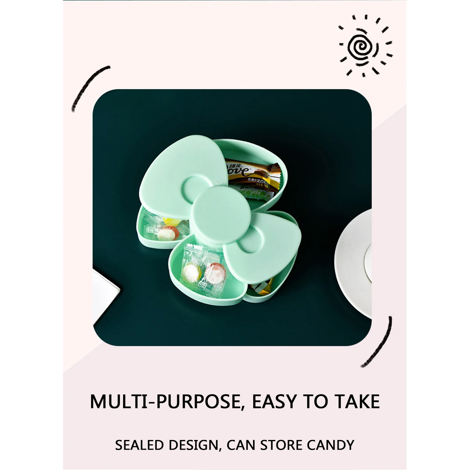 

Creative Bow Shape Rotating 2 layer Jewelry Box Earrings Necklace Jewelry Organizer 4 Grids Dust-proof Jewelry Display Xmas Gift