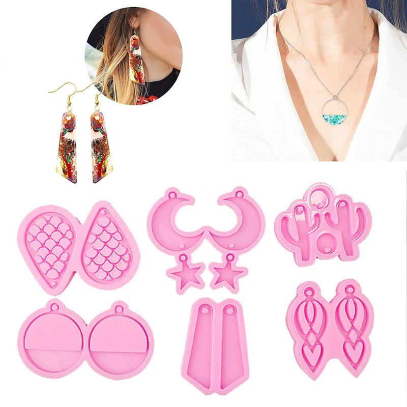 

6 шт. серьги эпоксидная смола, форма ушные серьги-гвоздики колье силиконовая форма «сделай сам», ремесла, ювелирные изделия, Кулоны из нержав...