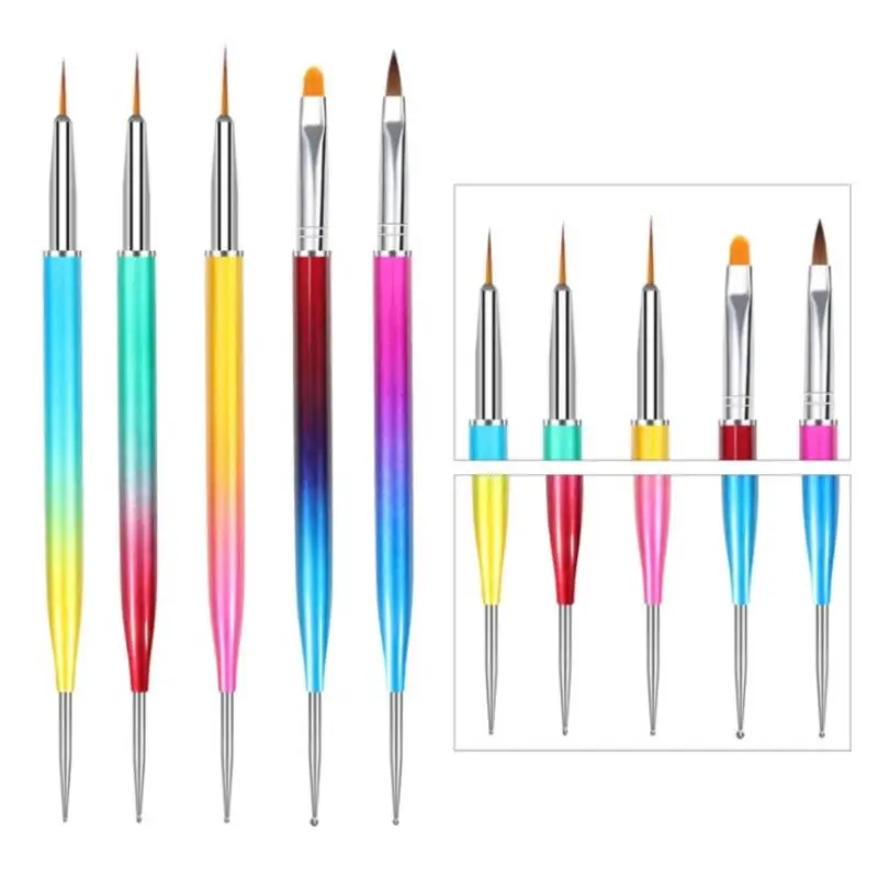 

5Pcs/Set Double Head Liner Brush Nail Dotting Painting Drawing Carving Pen Gradient DIY Nail Art Manicure Kit