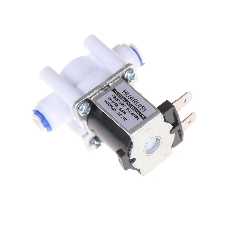 

Electric Plastic Solenoid Valve 24V Normal Closed 1/4" Hose Pipe Quick Conntection RO Water Reverse Osmosis System