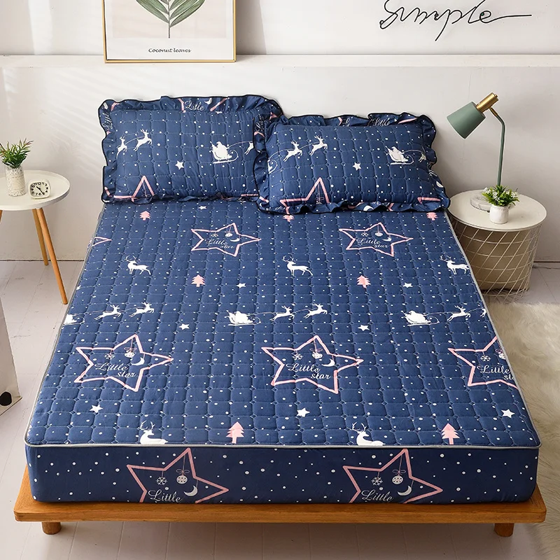 Утолщенный стеганый матрас наматрасник для двуспальной кровати простыня с