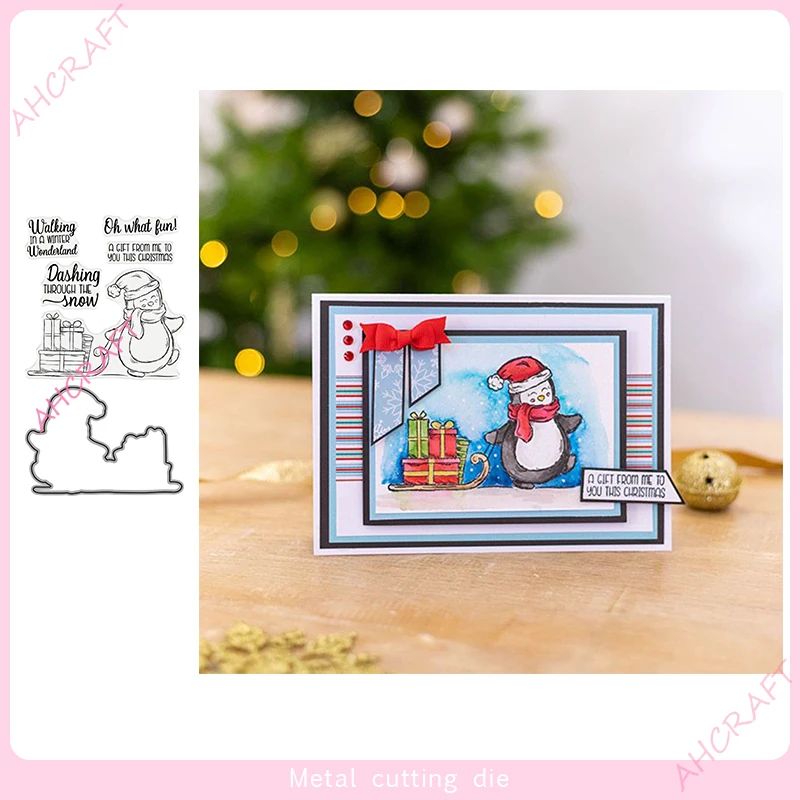 

Пингвин и подарочный штамп и металлические Вырубные штампы для «сделай сам» Скрапбукинг Фотоальбом декоративное тиснение бумажные карты р...