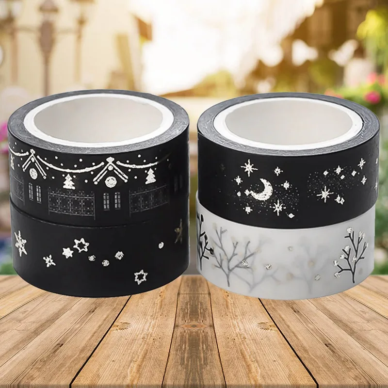 Рождественский подарок черные и белые лента Washi партия клейкая разместил его